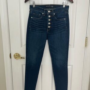 Veronica Beard Indigo Button-Fly High Rise Jeans